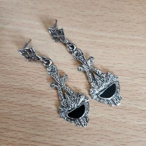 Vintage Silver Tone Art Deco Earrings